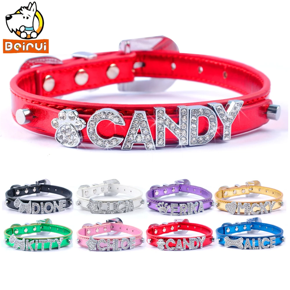 Buy Bling Rhinestone Personalized Leather Puppy Dog