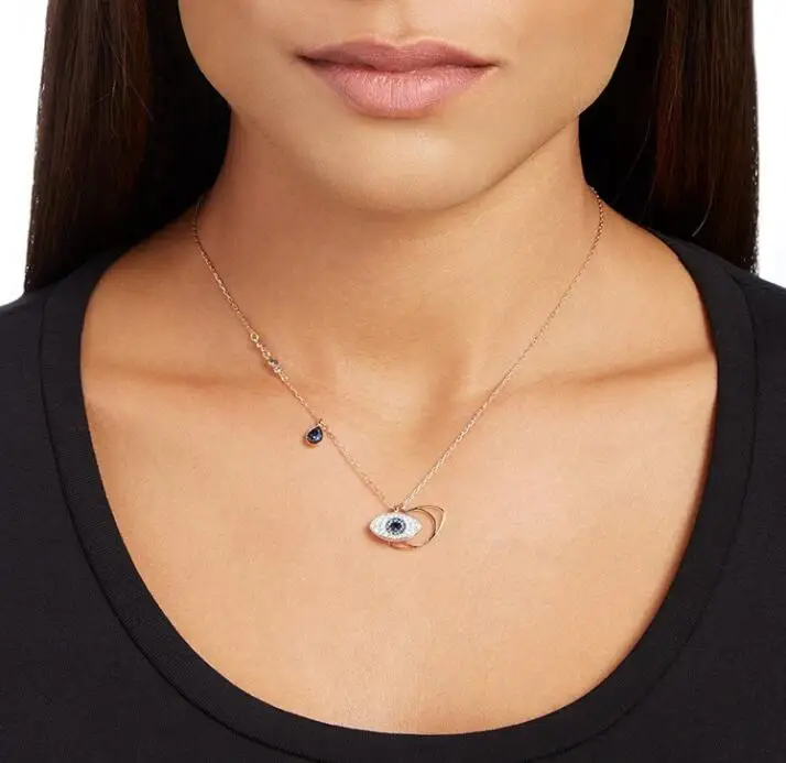 

Drop shipping 925 Sterling Silver Eyes Of Devil Necklaces Blue Evil Eyes Choker Pendants Necklaces For Women Girl Friend Gift