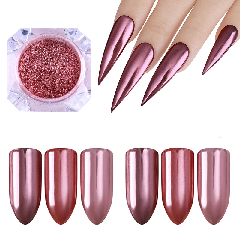 

NICOLE DIARY Rose Gold Nail Glitter Dust Mirror Powder for DIY Manicure Nail Art Chrome Pigment