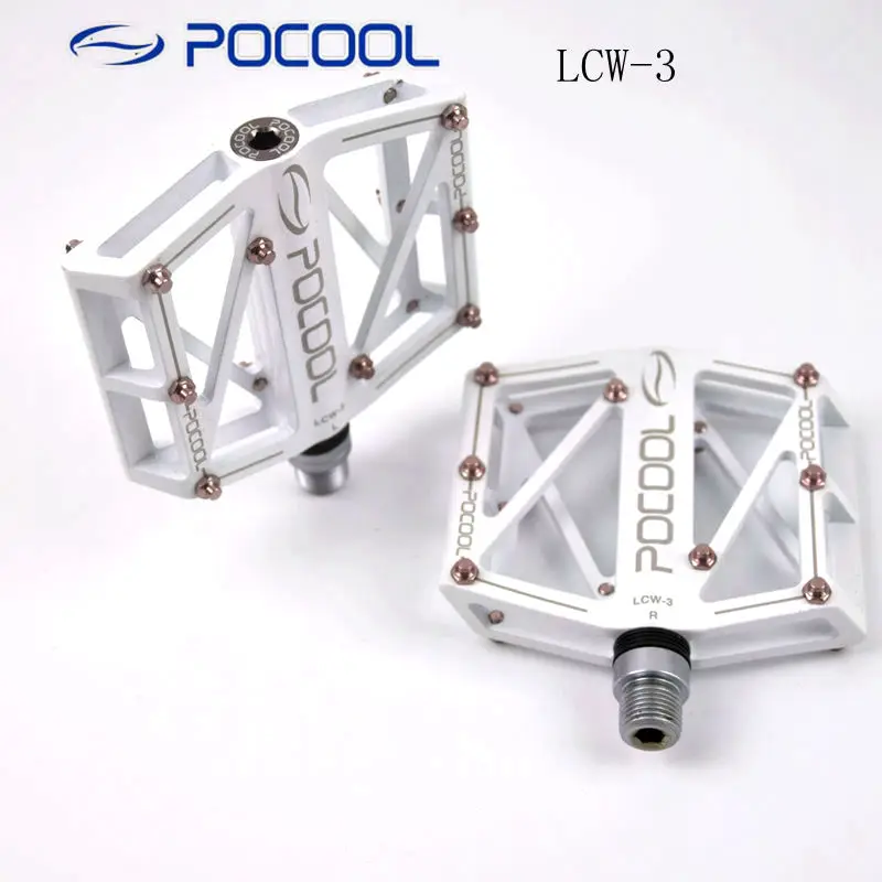 POCOOL LCW-3 сплав педалей дорожный горный велосипед педали MTB велосипед с ЧПУ Герметичный двойной подшипник с упаковочной коробкой полый дизайн