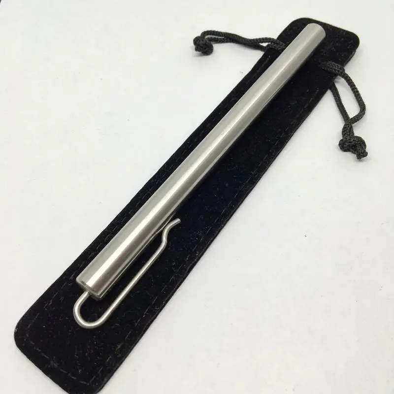 

5 pcs Creative Handmade Stainless Steel Signature Pen Solid Portable Pocket Metal Clip Gel Pen Tactical Pen Self Defense EDC