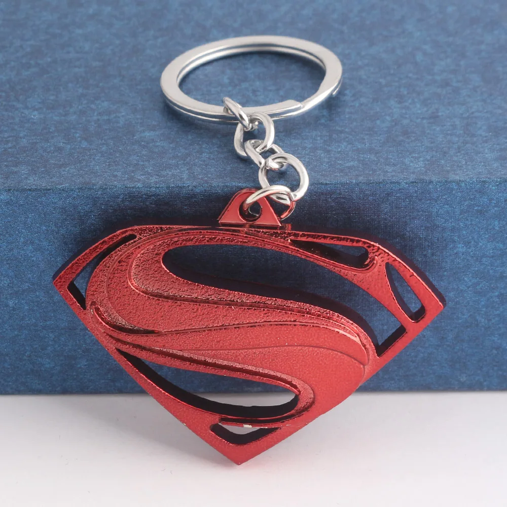 Hot Movie Avengers Superman Red Logo Keychains Infinity War High Quality S Logo Metal Keyring For Women Men Jewelry Fashion Jewelry