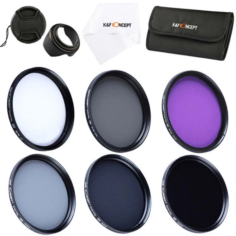 K&F CONCEPT UV FLD CPL ND2 ND4 ND8 Filter Lens Kit for Canon Nikon Sony