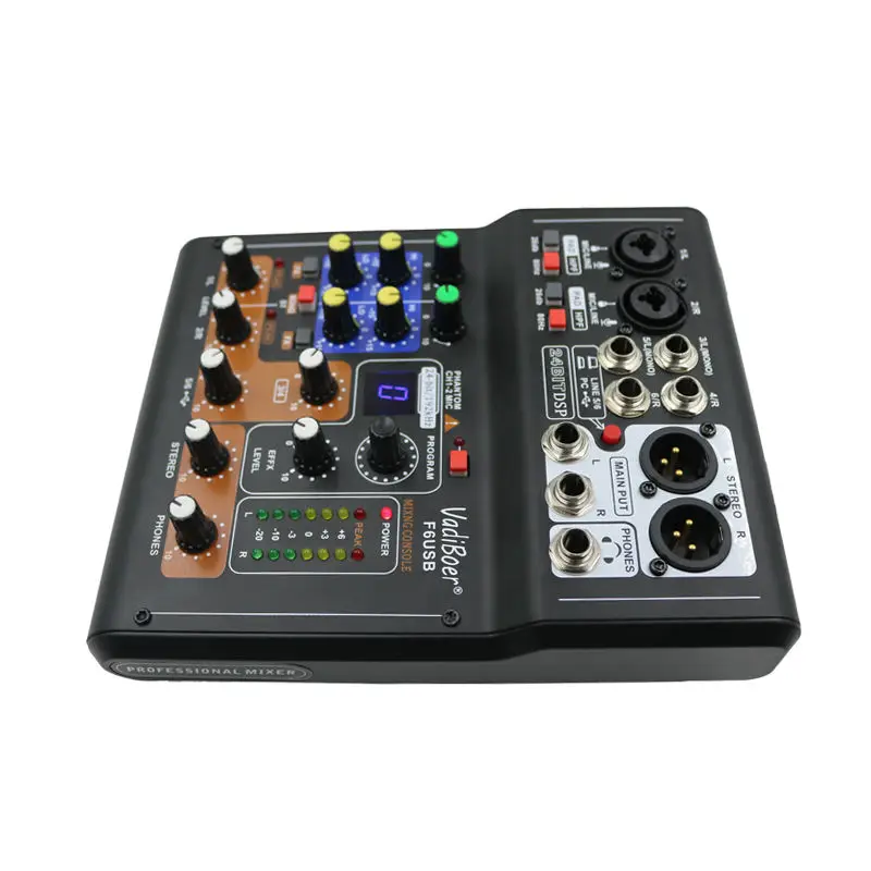 Vadiboer F6 Professional 6 Channels Mixer Console