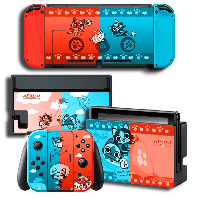 

Vinyl Skin Protector Sticker for Airou Monste r Hunter for Nintendo Switch NS Console + Controller + Stand Holder Skins