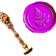 Винтажное дерево изображение на заказ логотип роскошный воск печать штамп латунь Павлин металлическая ручка подарочный набор