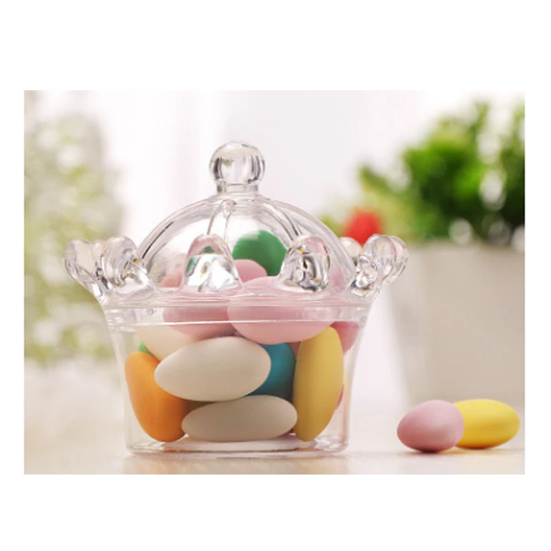 

Lid Safe Plastic decoration Shaped Candy Wedding Model Crown Box Container Children Food Home Delicate Sugar Kids Storage