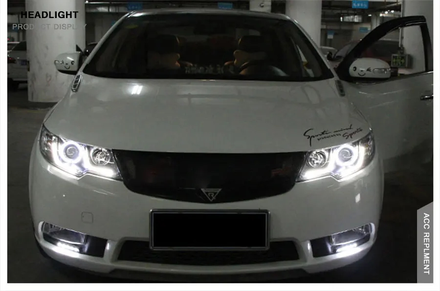 2 шт светодиодный фары для Kia Forte 2011-2014 светодиодный огни автомобиля глаза ангела xenon HID комплект протовотуманная подсветка Габаритные огни