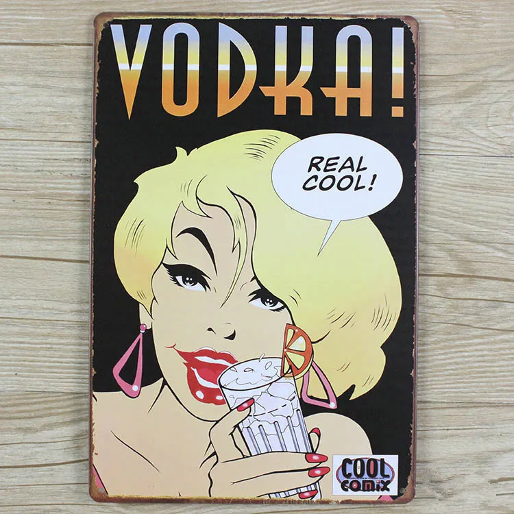 

New arrival "VODKA REAL COOL" Tin plate signs movie poster Art Cafe Bar Vintage Metal Painting wall stickers home decor 20X30 CM