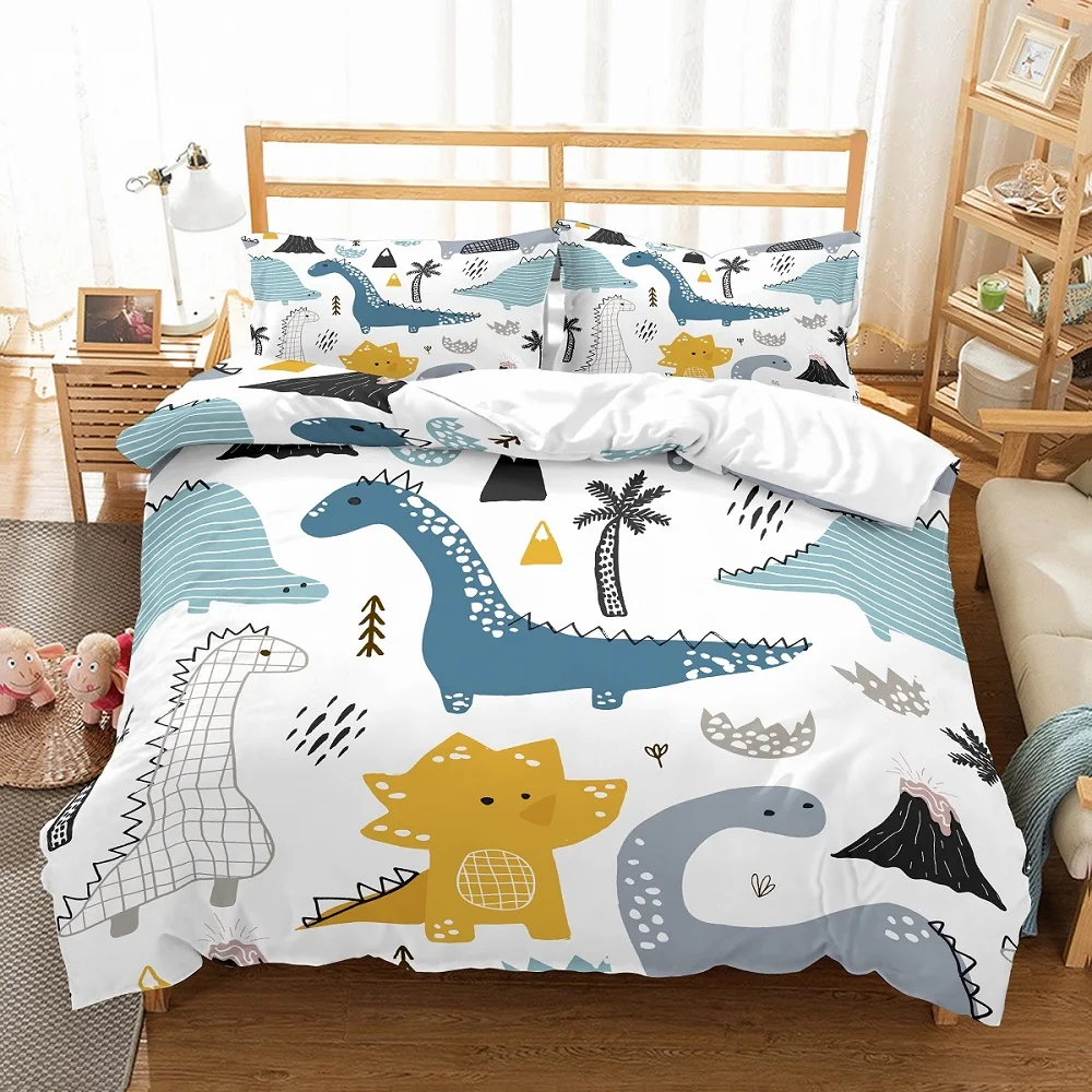 

Boys Cartoon Dinosaur Family Bedding Set Twin Full Queen King Size Bedclothes Duvet Cover Set 2/3PCS Bed Linen Set No Filling