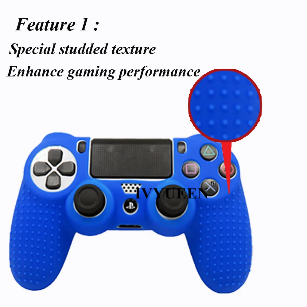 IVYUEEN новая версия для sony Dualshock 4 PS4 Pro Тонкий силиконовый чехол с контроллером+ джойстики колпачки для Playstation 4