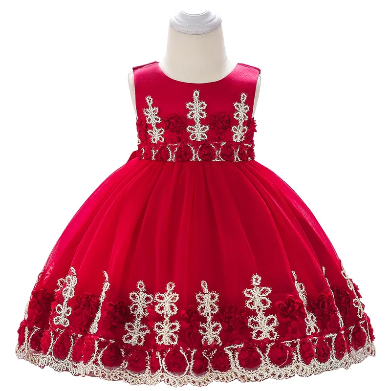 

0-2 Year-old Cute Baby Flower and Child Costume Patchwork Color Flower Screen Princess One-year-old Baptismal Dress Girl Dress