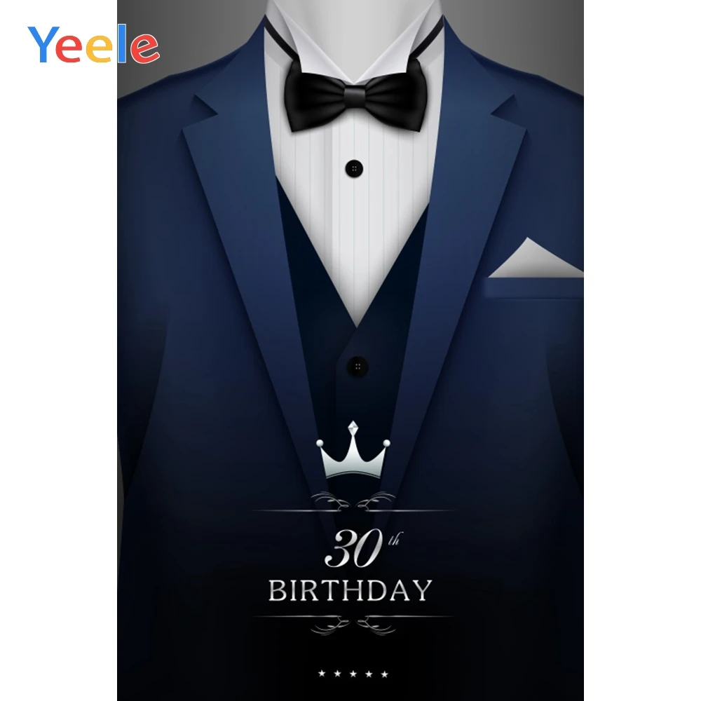 

Yeele 30th Birthday Gentleman Black Suit Crown Photography Backgrounds Customized Photographic Backdrops for Photo Studio