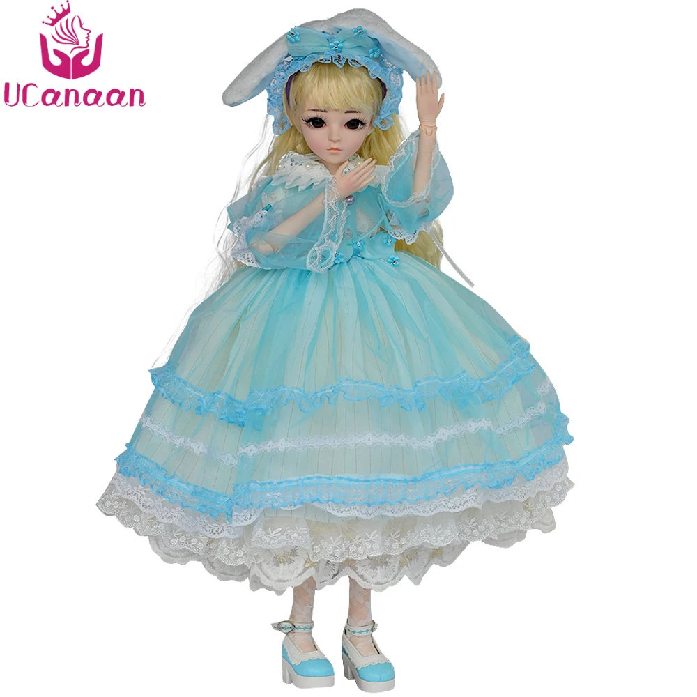 

Ucanaan BJD Doll 1/3 18 Ball Jointed Dolls Princess Doll With Dress Rabbit Hat Wig Makeup Girls Dressup Toys for Collection