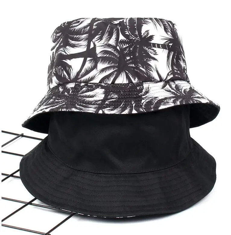 Двусторонняя Панама из кокосовой пальмы, шапка унисекс с принтом в стиле хип-хоп для женщин и мужчин, Панама, летняя шляпа в рыбацком стиле
