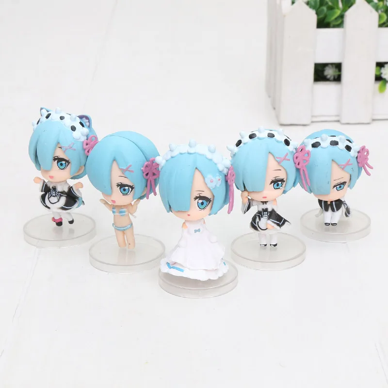 

5pcs/set Re:Life In A Different World Zero Rem Action Figure Q Version Mini Kawaii PVC toys Collection figures friends gifts