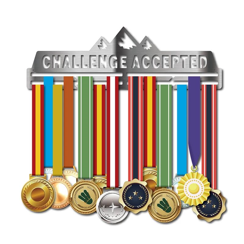 

Medal hanger for Running,Cycling,Swimming,Marathon Sport medal holder for 30+medals Challenge accepted medal display hanger