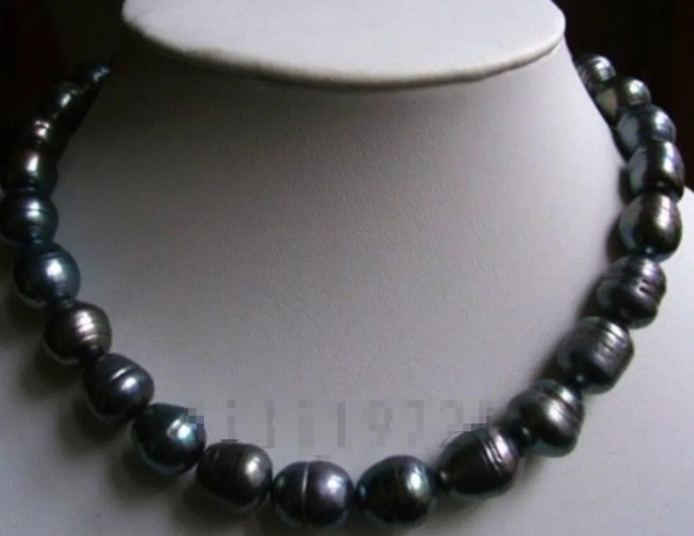 

FREE SHIPPING>>>@@ > Hot sale new Style >>>>>9X11MM BLACK Freshwater Baroque RICE PEARL NECKLACE 18