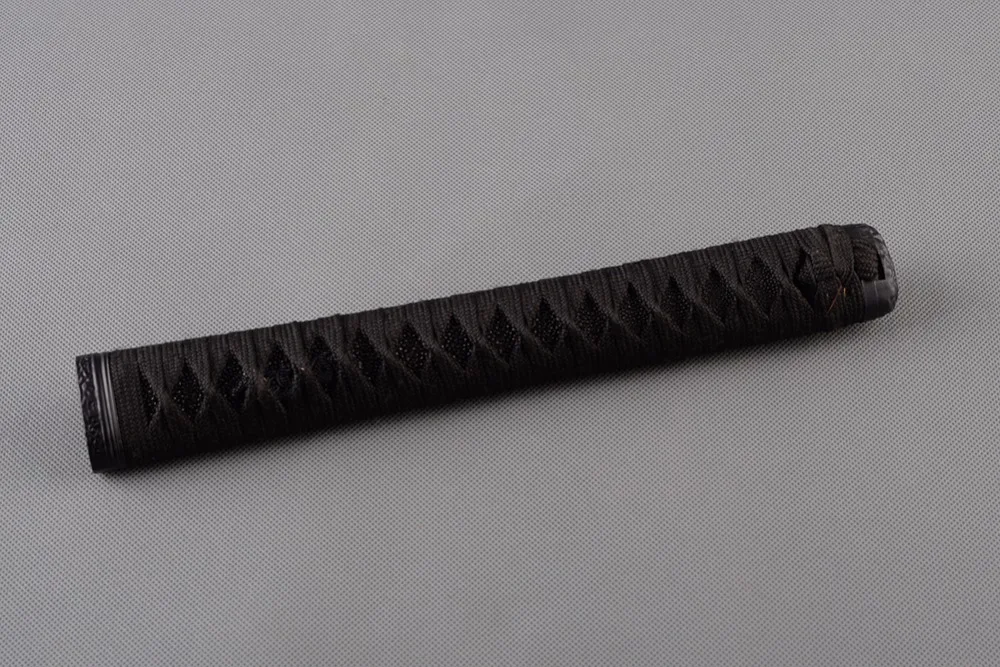 

Full Handmade Wood Craft Handle Tsuka for Japanese Katana with Black Silk Ito & Genuine Black Rayskin Delicate Sword Fittings