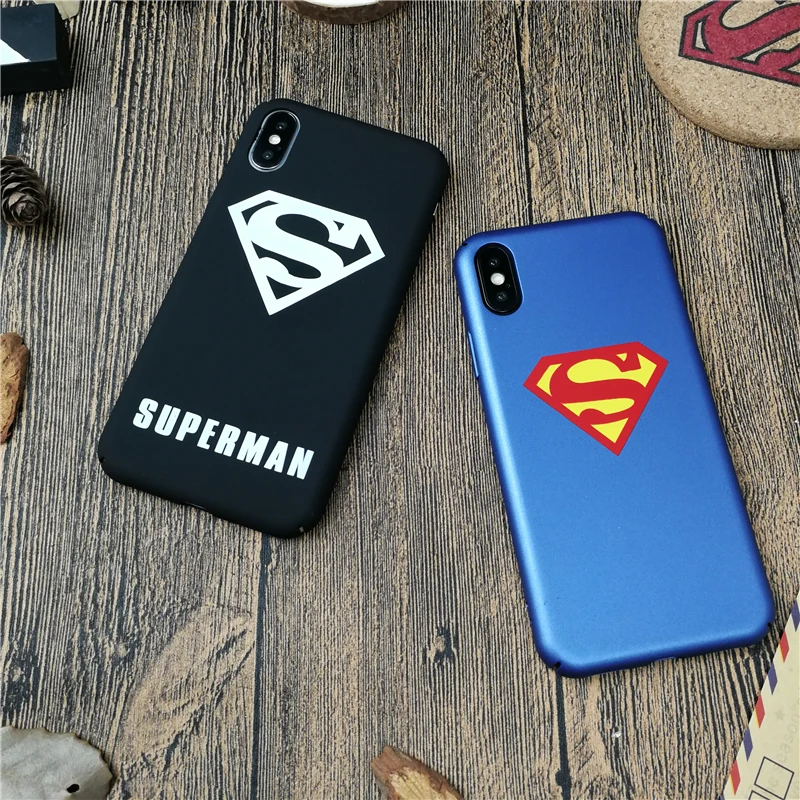 

Marvel Superman case cover for iphone X 10 8 7 6 6s plus hard fitted plastic luxury Couple phone cover for iphone X coque fundas