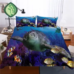 HELENGILI 3D Постельное белье морская черепаха принт постельное белье реалистичные постельное белье с наволочкой Постельный Комплект домашний