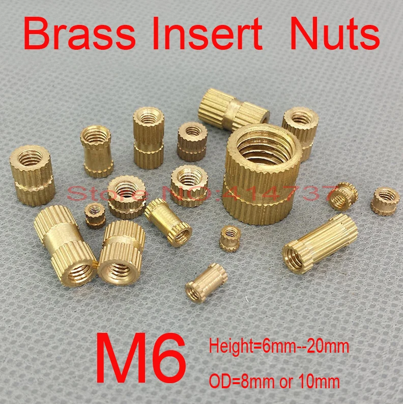M6 Brass Insert Nut Thumb Brass Knurled Round Nut Injection Moulding OD
