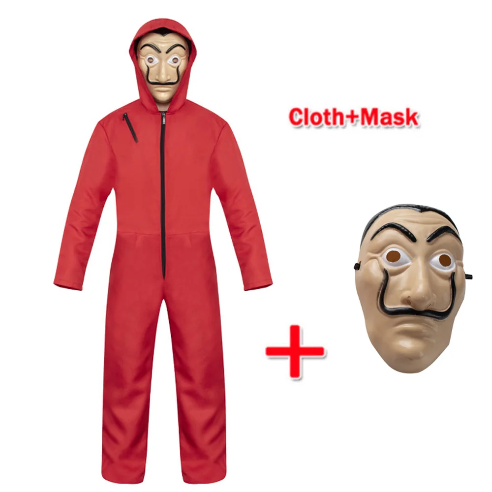 

Salvador Dali Movie family matching clothes outfits Money The House of Paper La Casa De Papel Cosplay Costume with Plastic Mask