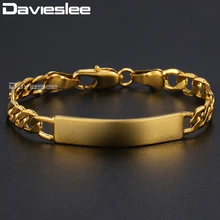 Davieslee ID браслет для ребенка Серебряный Золотой Заполненный Фигаро Цепь гладкий браслет звено ребенка браслет 5 мм 11,5 см DGBM100