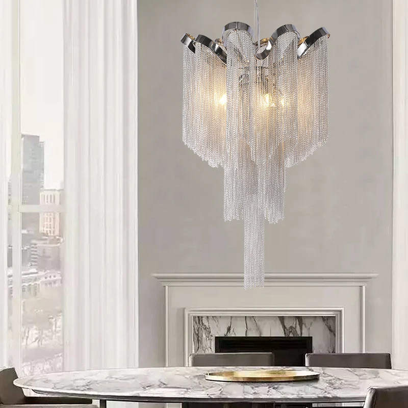 Современная винтажная лампа из алюминиевой цепи люстра освещение роскошный подвесной светильник lanterna для дома украшение для отеля и ресторана