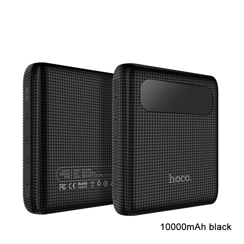 HOCO 20000 мАч 18650 2USB внешний аккумулятор с ЖК-экраном портативный внешний аккумулятор зарядное устройство для мобильного телефона 10000 мАч Внешний аккумулятор - Цвет: 10000mAh black