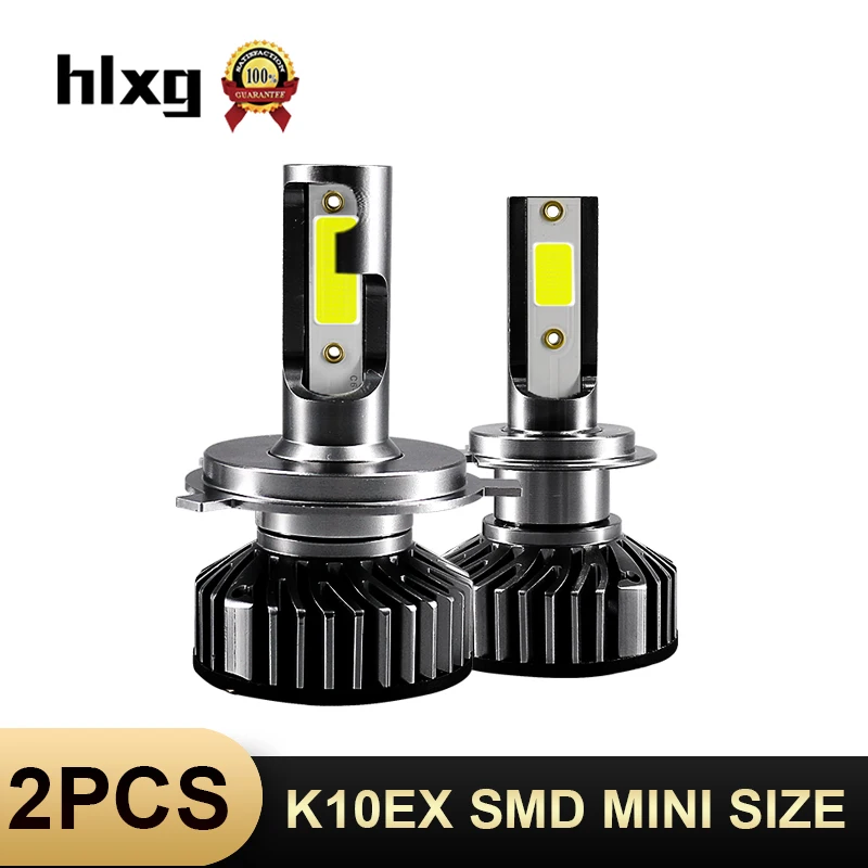 

HLXG Mini H4 luces lamp H7 LED Far Car Headlight 12V 10000LM Bulb Accessories 10000K 5000K 6000K 8000K H11 9005 HB3 9006 HB4 H8
