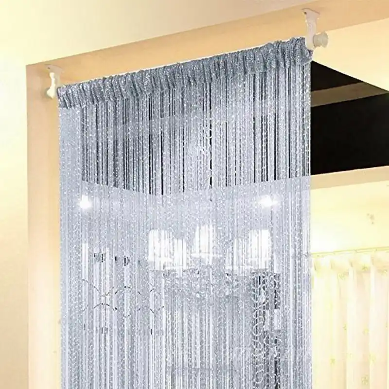 1pcs Flat Silver Line Curtain Silver Silk Door Curtain Hanging