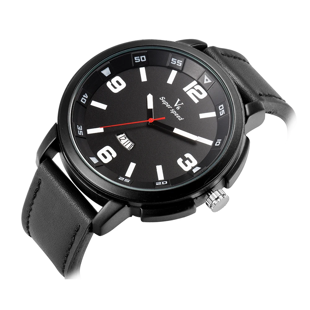 

Men Sports Watch Cowboy V6 Watches For Men Quartz-Watch Analog Military army Leather WristWatch Relogio Masculino calendar