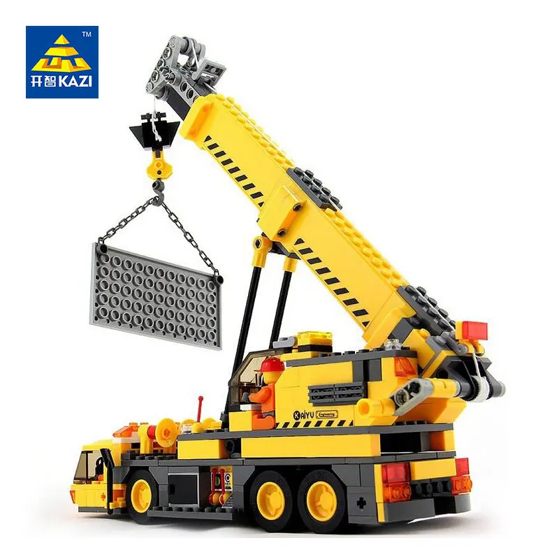 

KAZI 8045 380PCS City Engineering Building Blocks Crane Car Model Building Kits MOC Bricks Compatible LegoINGlys City Kids Toys