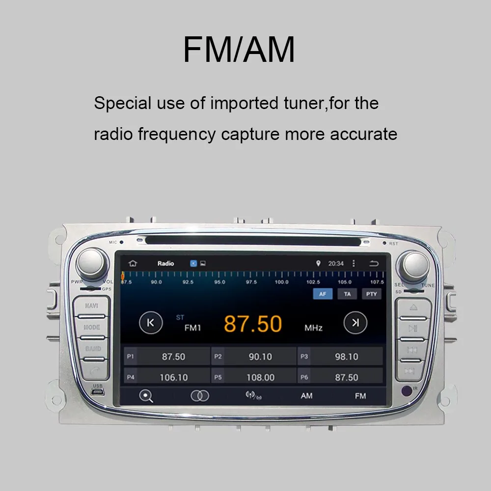 Clearance Android 9.0 Octa Core 4GB RAM Car GPS Navigation For Ford Focus/Mondeo/S-max/Connect 2008-2011 Silver Car Radio Stereo Wifi DAB+ 4