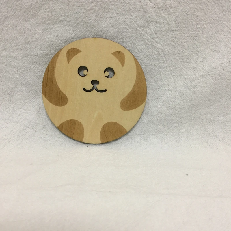 5pcs animal engraved wood cup coaster round tea wood coaster (3)