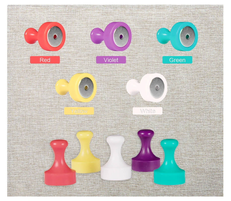 930_08 Colorful Neodymium Magnet Pins Seal Shape Magnetic Plastic Push Pins Teaching DIY Whiteboard Fridge Magnets for Home Office
