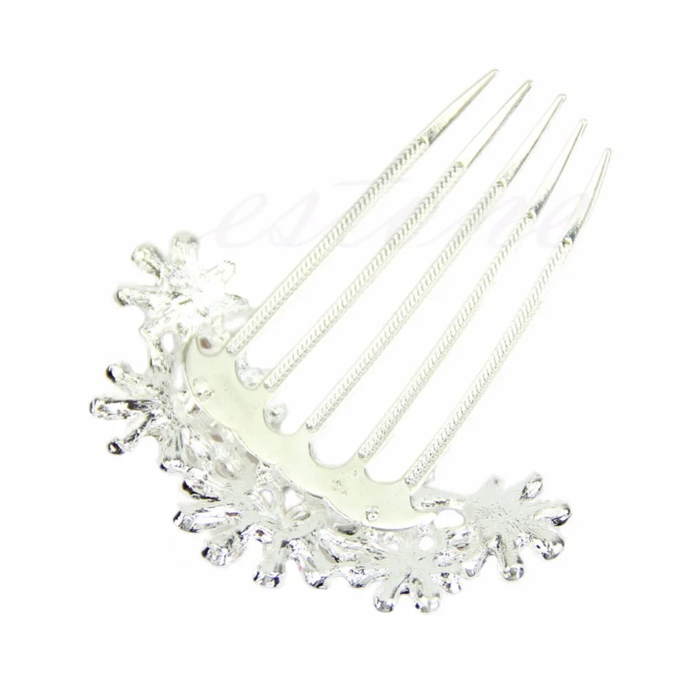 Women Crystal Rhinestone Petal Tuck Comb Flower Hair Pin Hair Clip Hairpin