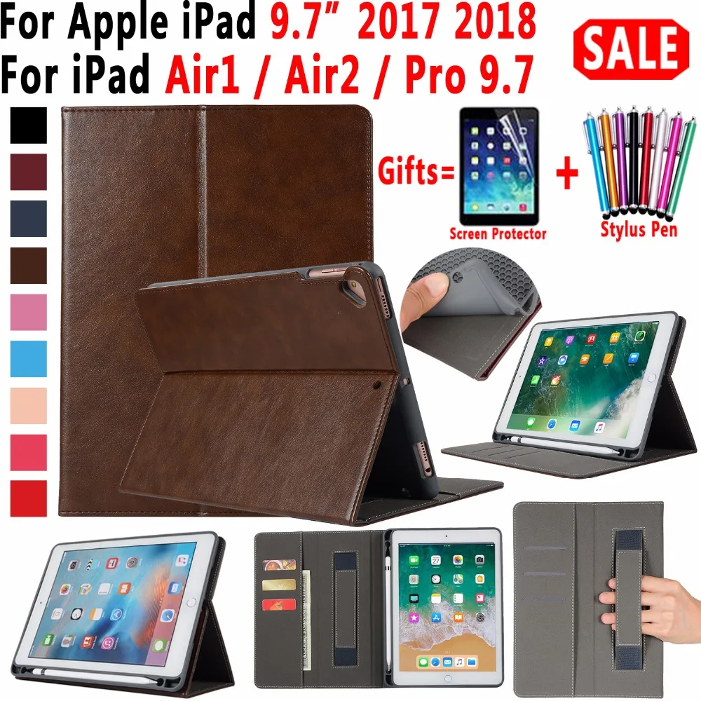 Premium Leather Smart Pencil Holder Cover Case for Apple iPad 9.7 2018 2017 5th 6 6th Generation for iPad Pro 9.7 Air 1 Air 2 Premium Leather Smart Pencil Holder Cover Case for Apple iPad 9.7 2018 2017 5th 6 6th Generation for iPad Pro 9.7 Air 1 Air 2