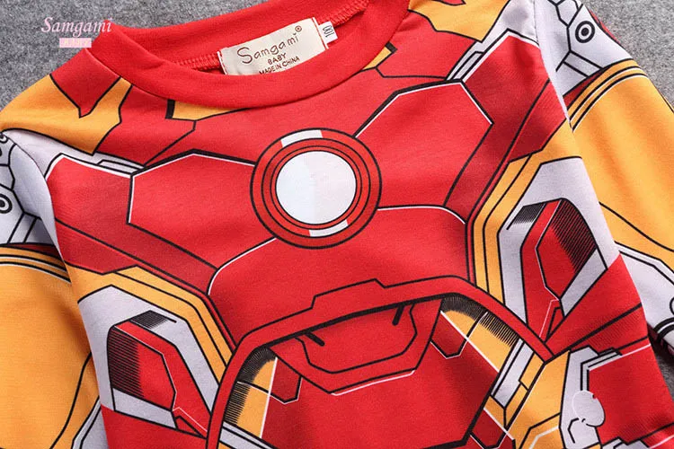 Герои нового детская одежда костюм Модальные хлопок дышащая ребенок мальчик костюм Супергероя Фильма пижамы Железный Человек