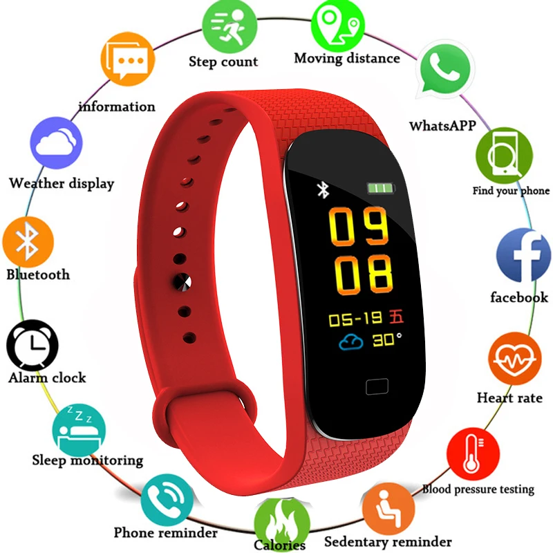 

Smart Watch Band Bracelet Activity Tracker with Step Counter Watch Electronic clock mens watches top brand luxury 2019
