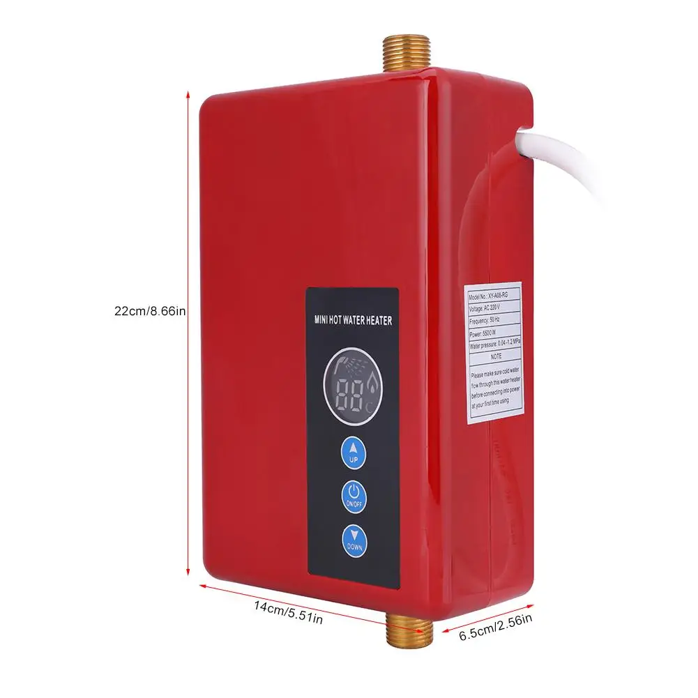 220 В 5500 Вт мини мгновенный Электрический водонагреватель безрезервуарный Душ Водонагреватель Душевая система кухня ванная комната 3 секунды быстрая горячая распродажа - Цвет: Красный
