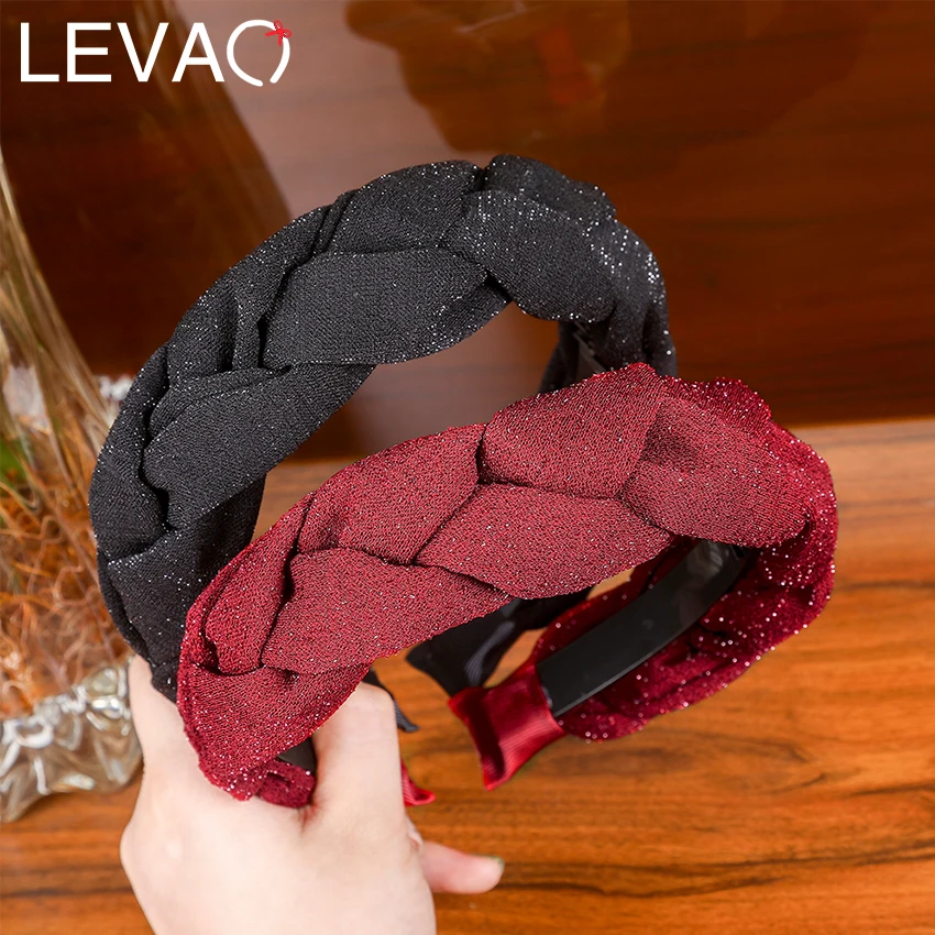 

LEVAO Gothic Braided Hairband Autumn Wide Knot Twist Headband Gold Wire Headbands Hair Accessories for Women Hair Hoop Bands