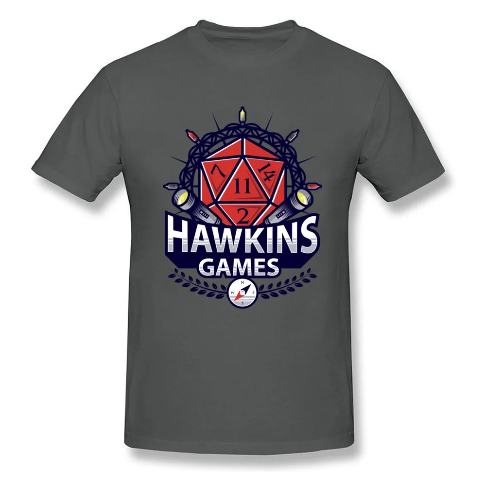 Casual Hawkins Games Crewneck Top T-shirts NEW YEAR DAY Tops Shirts Short Sleeve for Adult 2018 100% Cotton Fabric Party T Shirt Hawkins Games carbon