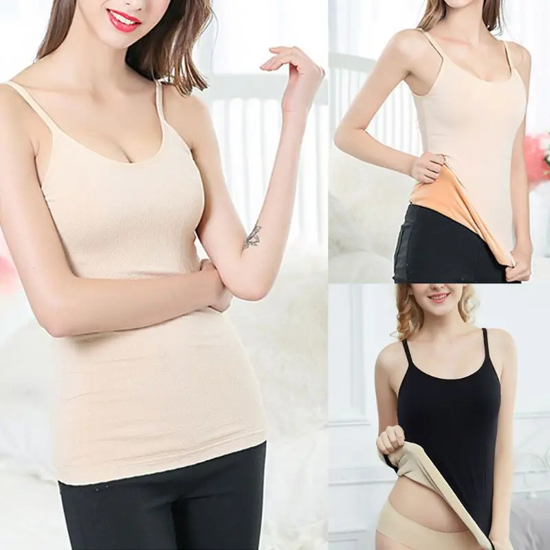 Women Winter Warm Thickened Plush Tank Top Spaghetti Straps V-Neck Slim Bottoming Vest Geometric Braided Camisole Shirt