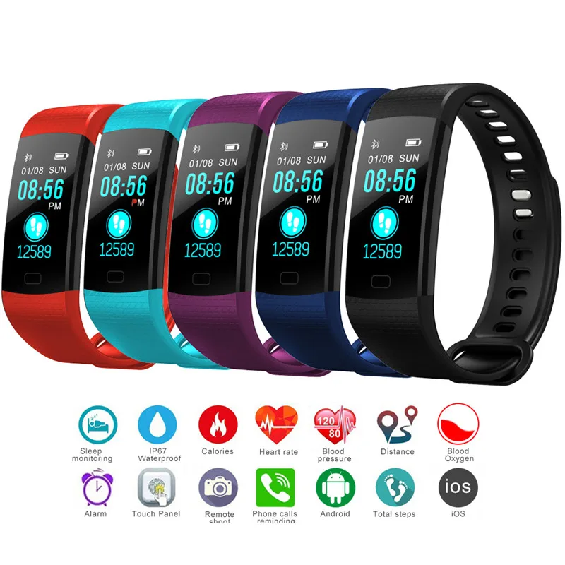 

Y5 Smart Bracelet Watch Color Screen Wristband Heart Rate Activity Fitness tracker Smart Electronics Band VS Miband 2