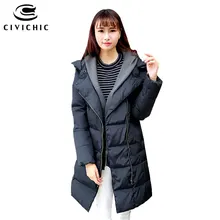 Civichic Горячие Мода плюс Размеры женщина утолщаются Подпушка зимняя куртка Длинные свободные теплое пальто Съемная вязаная Кепки Гага Подпушка парка dc566