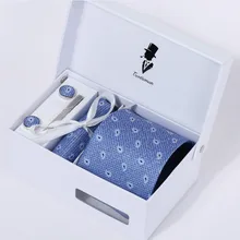 Мода 8 см Для мужчин s галстук Для мужчин s Вязать Связей Hankerchief Для мужчин аксессуары 6 шт./компл. Подарочная коробка узкие наборы галстуков