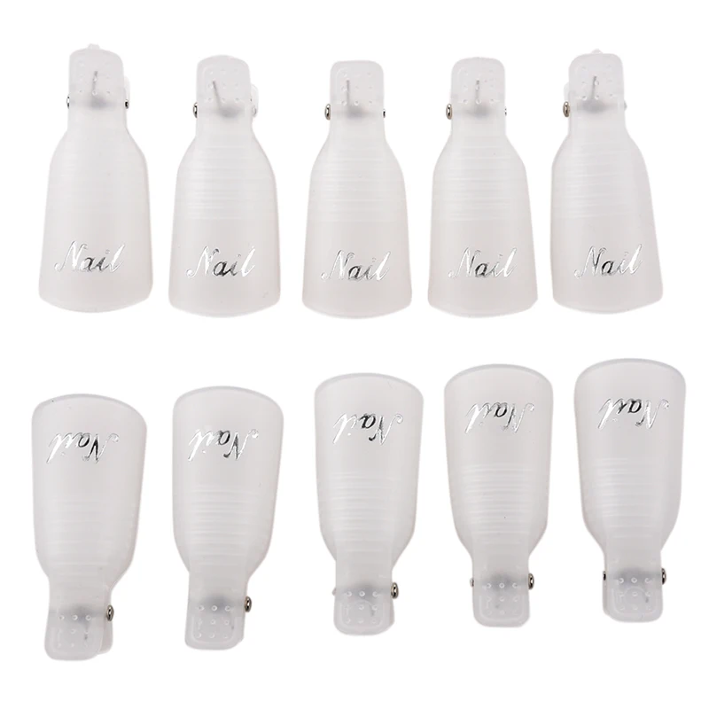 

NEW-10X Wearable Nail Art UV Gel Polish Acrylic Remover Wrap Cleaner Clip Cap White