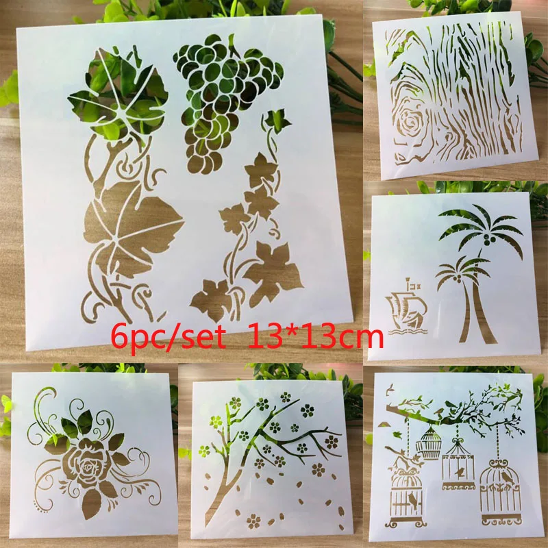 6Pc Stencil Druif Schilderen Templates Decor Muur Scrapbooking ...